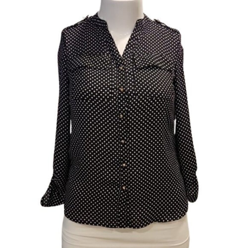 [Zac & Rachel] Polka Dot Button Down with Roll Up Sleeves - Size S